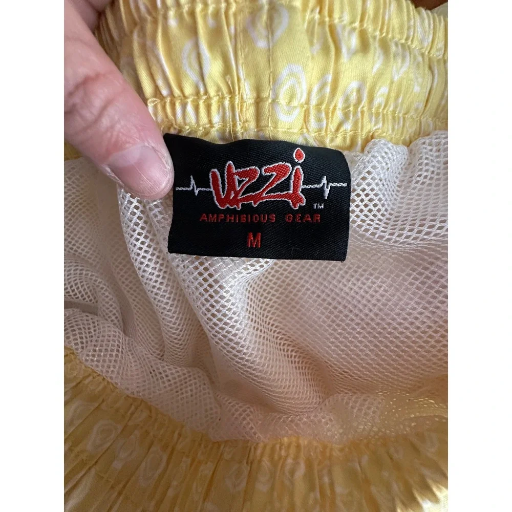 Uzzi Swim Trunks Mens Medium Yellow Pattern Amphibious Gear Shorts lined‎